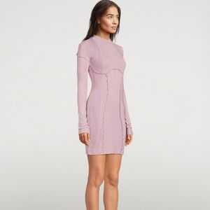 OFF-WHITE ORGANIC LAUNDRY BODYCON LONGSLEEVE DRESS